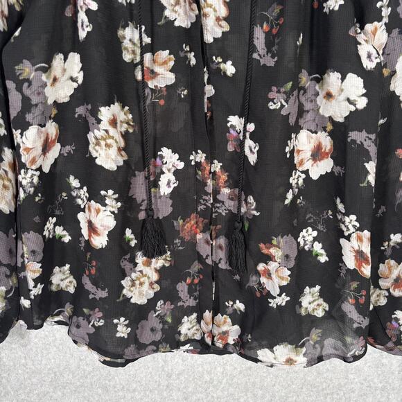 Vintage America Peasant Top Large Floral Textured Dark Moody Maximalist Boho - Picture 3 of 16